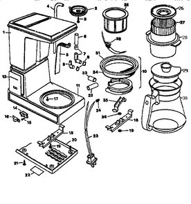 Replacement Parts Diagram and Parts List for DCM94WH Type 1 Black and Decker Coffee Maker